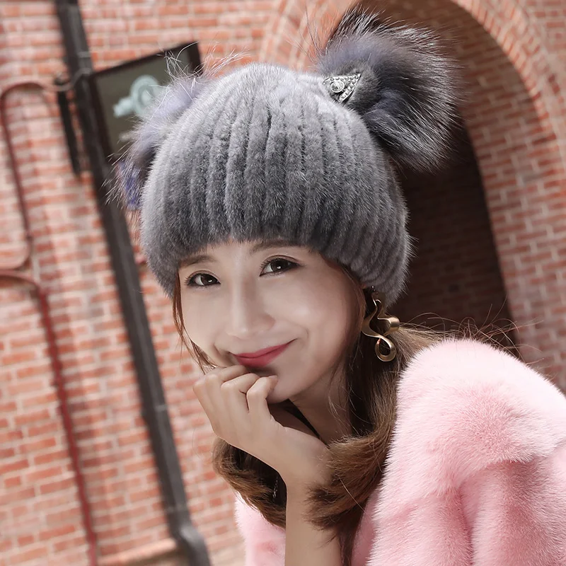 

2019 New Water Velvet Hat Female Winter Suede Woven Hat Korean Version Of Cute Cat Ears Warm Fur
