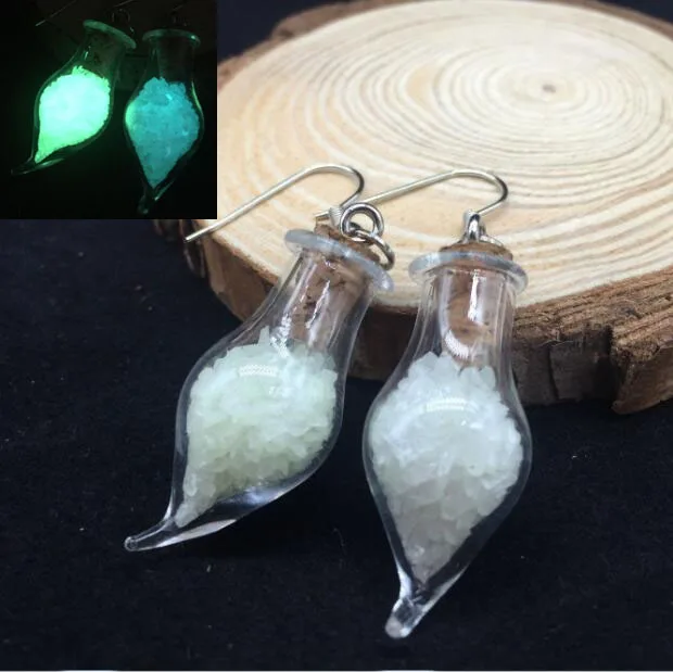 1 Пара светящихся в темноте сережек ручной работы с песком модные серьги виде