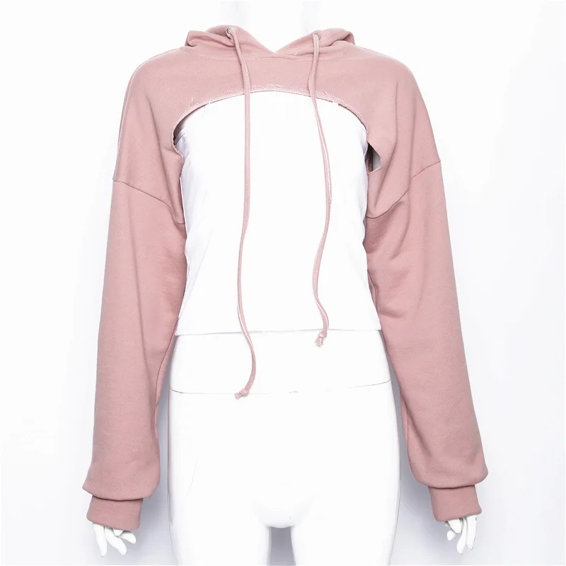 Drop-shoulder front cut out hoodies 