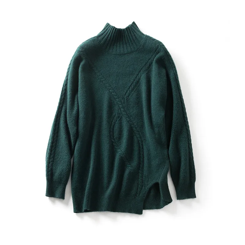 HZYRMY Осень Зима Новый женский кашемировый свитер сплошной цвет витой Высокий