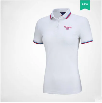 White Shirt PGM, новинка, женские летние штаны для гольфа, длина по щиколотку, черные, темно-синие брюки для гольфа, женские спортивные летние футболки для гольфа, есть воротник, рубашка поло - Цвет: White Shirt