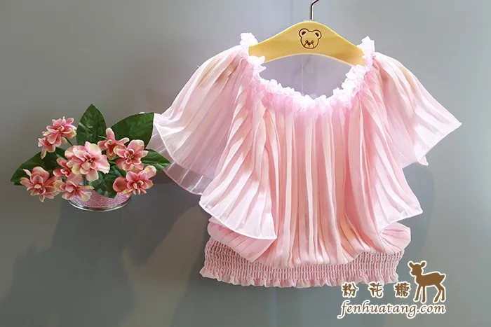 [Bosudhsou.]# K-47 Дети Девушки Летнее платье принцессы шифона Блузки для малышек Рубашки для мальчиков с коротким рукавом Обувь для девочек оборками бантом Топы Дети Костюмы