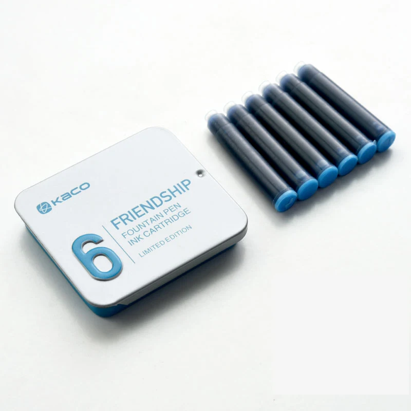 lake blue 12 шт. красный зеленый коричневый озеро-синий чернильный картридж Kaco Limited Edtion портативный перьевая ручка чернильные картриджи с металлической коробкой - Цвет: lake blue