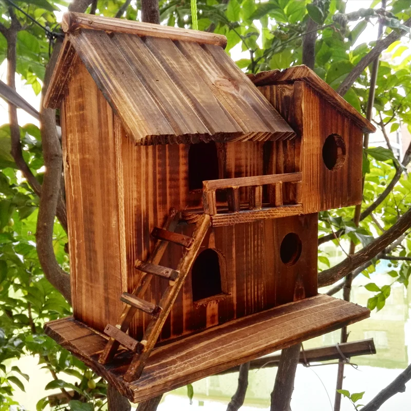

25*25*16 cm Wood preservative outdoor birds nest wood preservative bird nest decoration bird house wooden bird cage toy