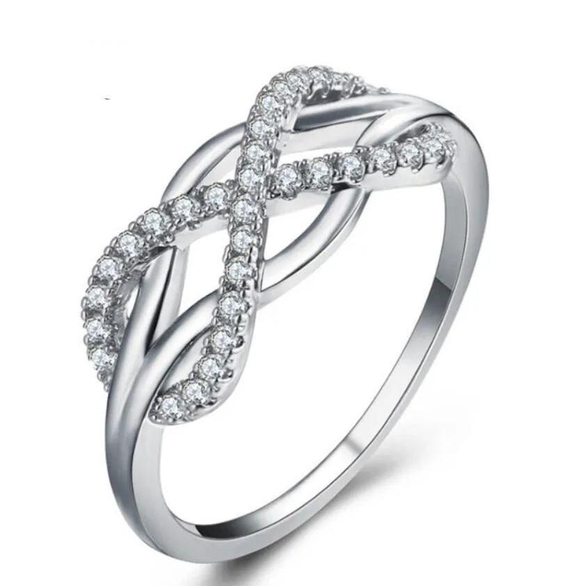 Кристальные бесконечные кольца для женщин 2017 мода дизайн эффектные розовые