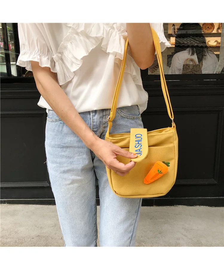 2019 vegetable lady canvas shoulder bags high quality messenger bag cute women free shipping | Багаж и сумки