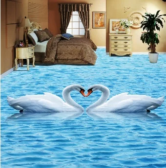 

[Self-Adhesive] 3D Romantic Swan Lake 4 Non-slip Waterproof Photo Self-Adhesive Floor Mural Sticker WallPaper Murals Print Decal