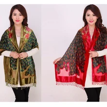 Promotion ! Hot Selling Peacock Embroidery Beaded Winter Scarf Women Brand Fashion Pashminas Warm Winter Shawls Poncho For Ladys