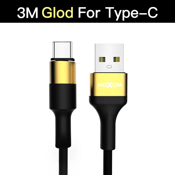 CC-55GT MOXOM 3 в 1 2 м 3 м USB кабель для мобильного телефона Micro usb type C зарядный кабель для iPhone зарядный кабель Micro зарядный usb-шнур - Цвет: CC-55GT