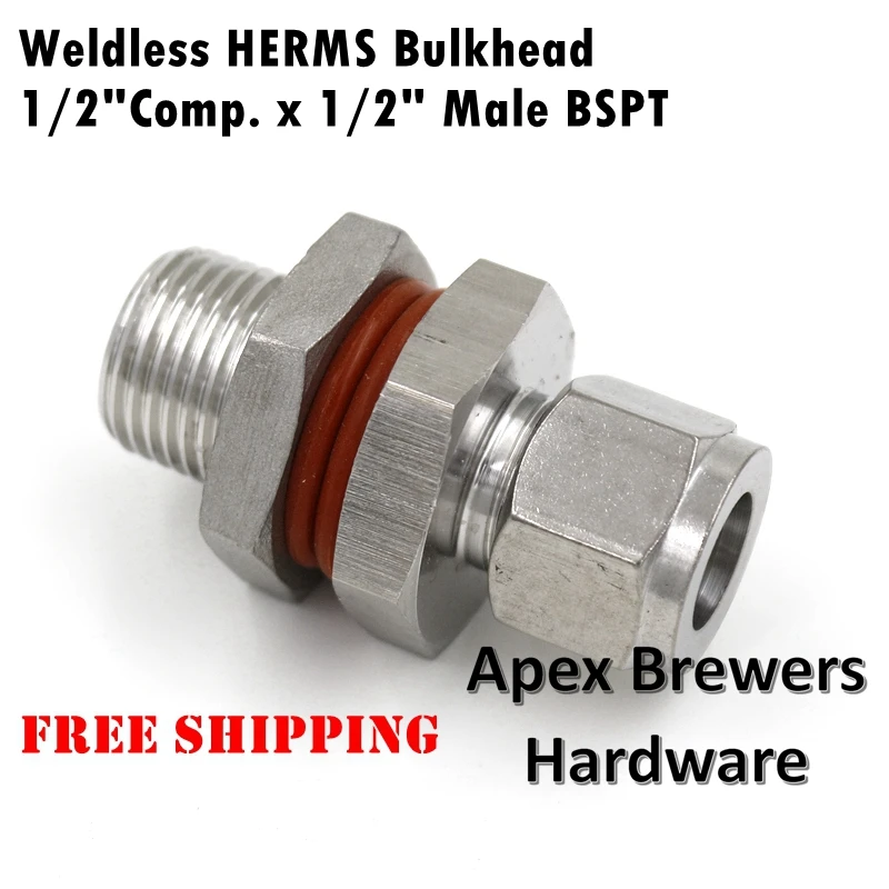 Герм катушки сварная перегородки для 1/2 &quotod. Трубки &quotМужской BSPT x 1/2&quot сжатия