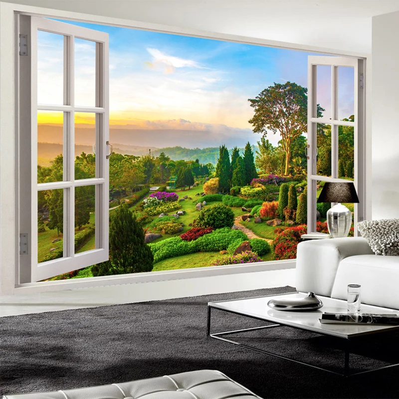 Фотообои любого размера на заказ 3D обои за окном натуральный пейзаж фото