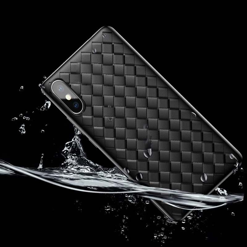 Iuswas ткачество Встроенная чехол для iPhone X 8 Plus Капа ультра тонкий ТПУ сетки ткань