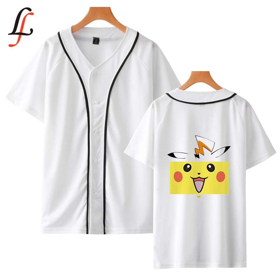 Женская/мужская бейсбольная футболка с короткими рукавами и принтом Pocket Monster Pikachu