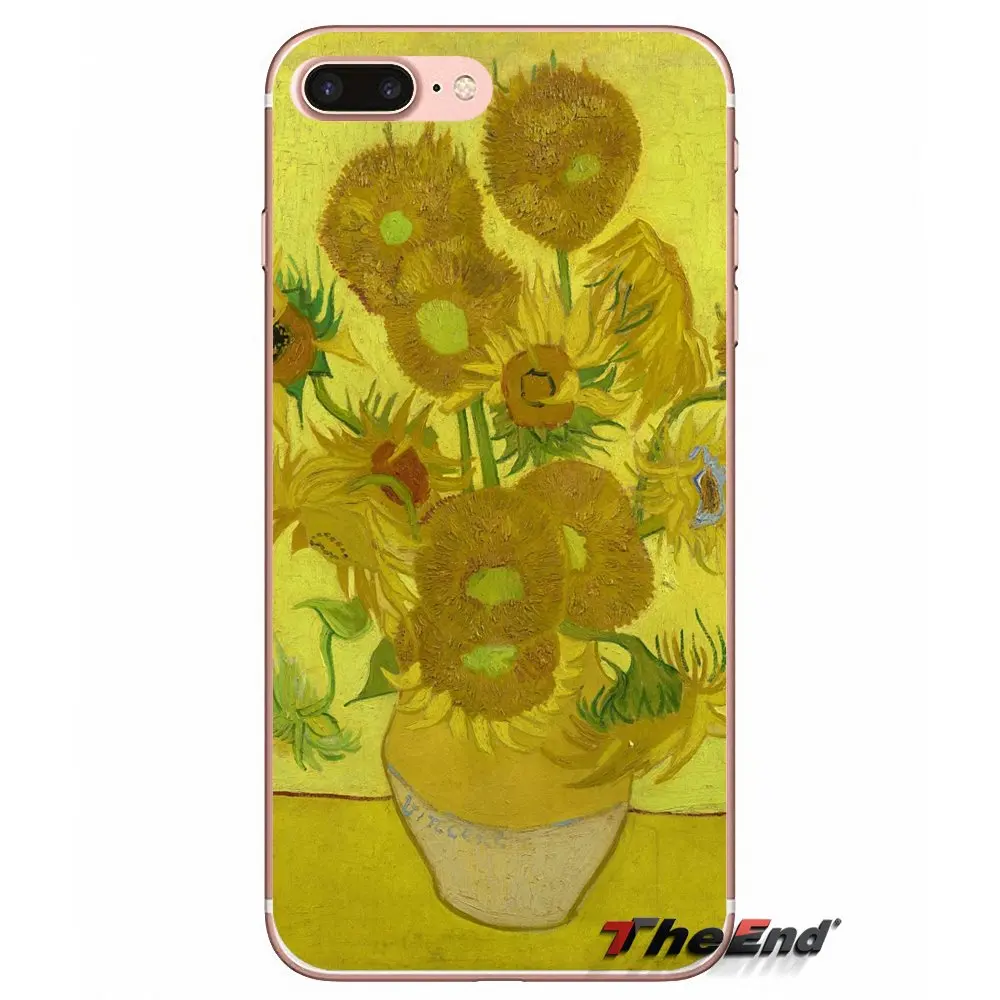 Мягкий чехол для iPhone X 4 4S 5 5S 5C SE 6 6S 7 8 Plus Samsung Galaxy J1 J3 J5 J7 A3 A5 2016 2017 Ван Гог Подсолнухи