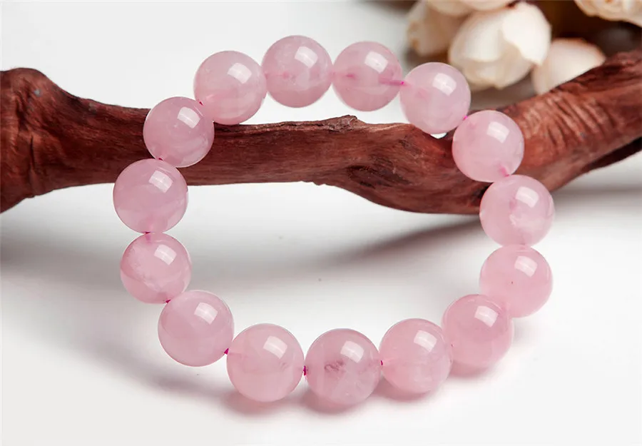 

14mm Natural Pink Rose Quartz Bracelet Jewelry For Women Lady Men Love Gift Crystal Round Beads Stone Madagascar Gemstone AAAAA