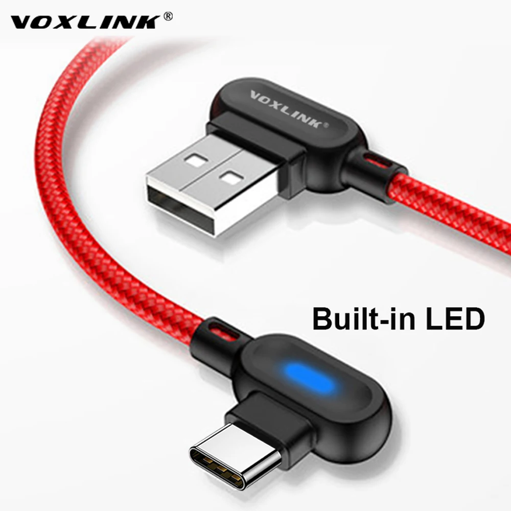 Кабель VOXLINK USB Type C 90 градусов для быстрой зарядки кабель usb c передачи данных