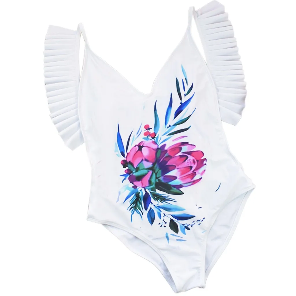 Женский цельный купальник винтажный бикини с открытой спиной глубоким v образным