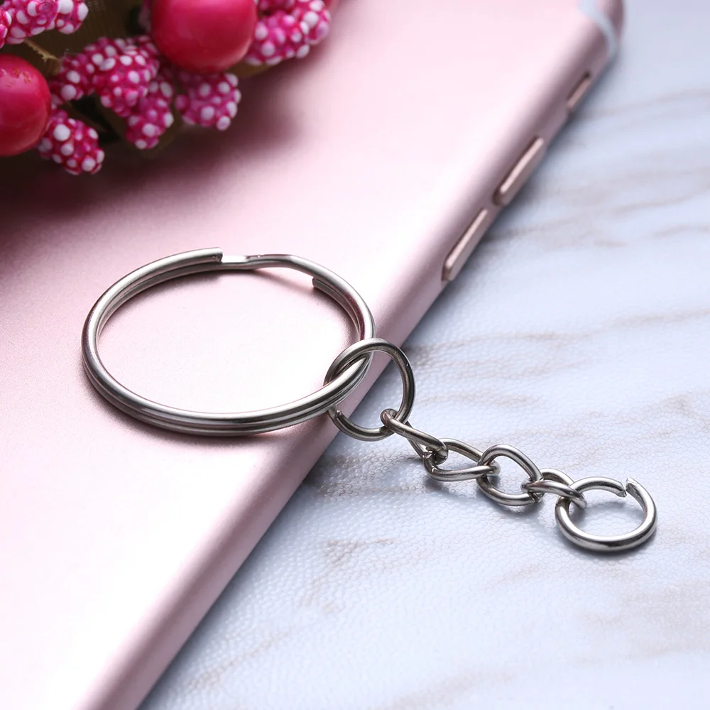 10 шт. полированный серебряный брелок для ключей короткая цепочка кольцо