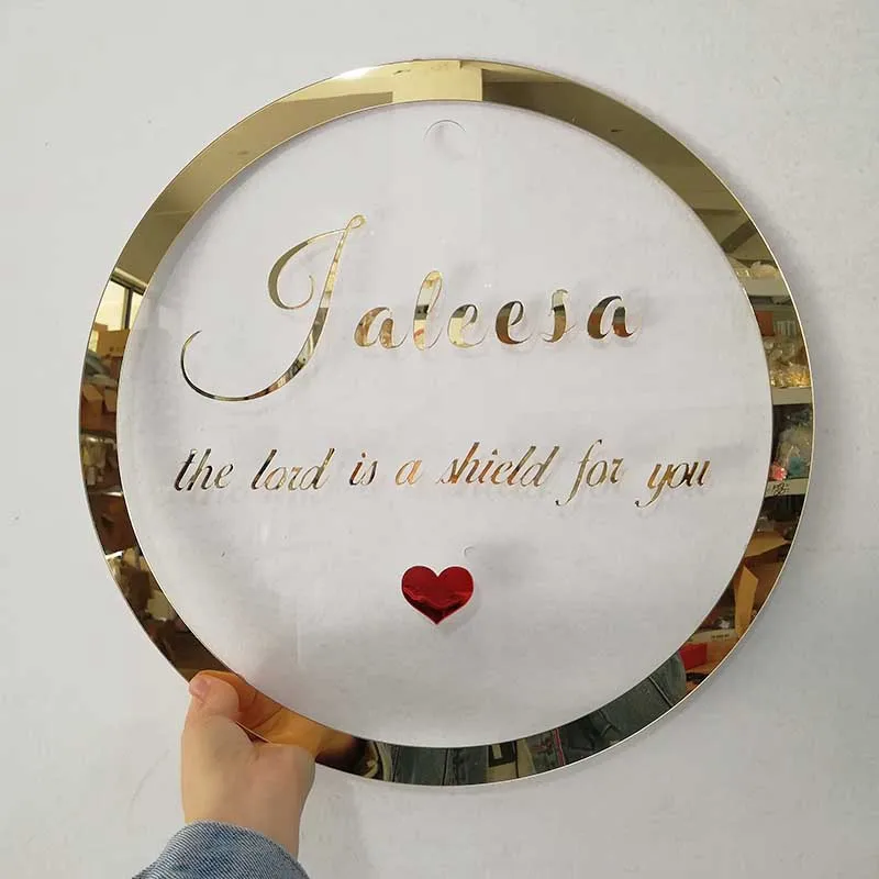 Индивидуальный знак имени круглый зеркальный Золотой акриловый ребенка декор