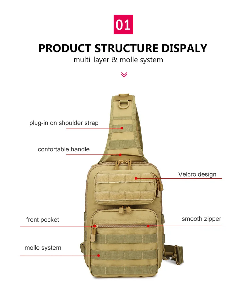 Tactical Chest Backpack Military Bag Hunting Fishing Bags Camping Hiking Army Hiking Backpacks Mochila Molle Shoulder Pack XA65A