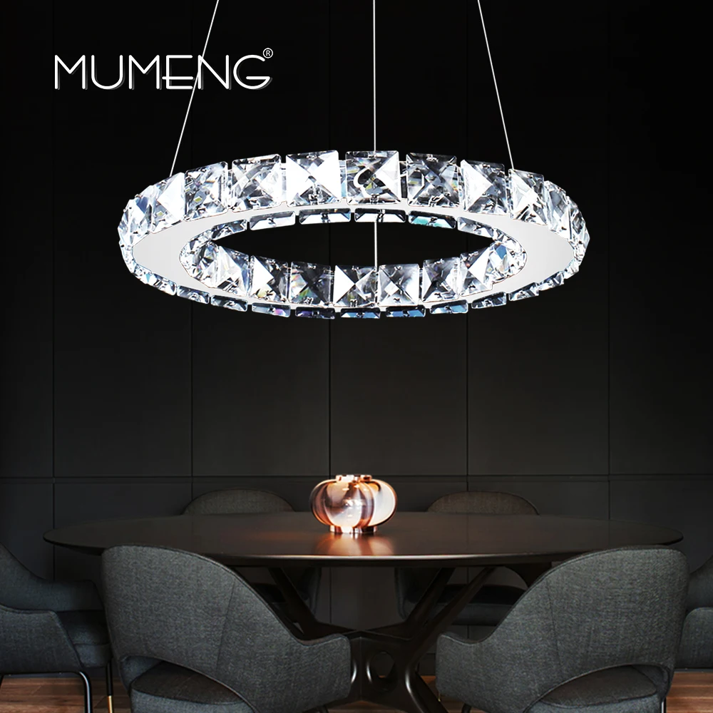 mumeng K9 Crystal Chandelier LED Circle Kitchen Luminaria Ring Dining room living Hanging Lamp 90-265v Light Fixture | Освещение