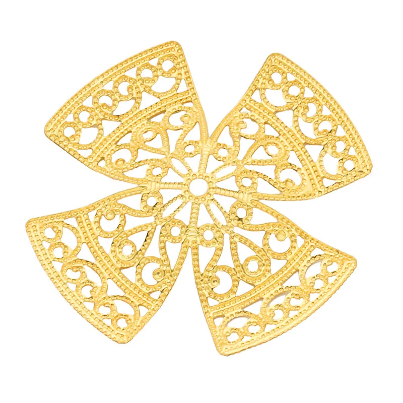

10pcs/lot 52MM Flower Motif Jewelry Accessories Four Sides Flower Gold Color DIY Fashion Jewelry Findings Making Craft K0736