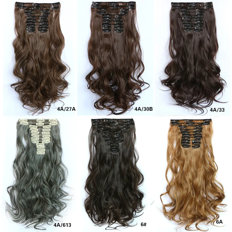 22inch 150g Wavy Clip In Synthetic Hair Extensions Curly Heat Resistant For Party |
