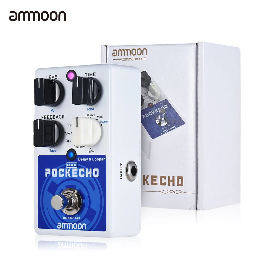 Педаль для гитары ammoon POCKECHO педаль с задержкой и фиксацией 8 эффектов задержки 300