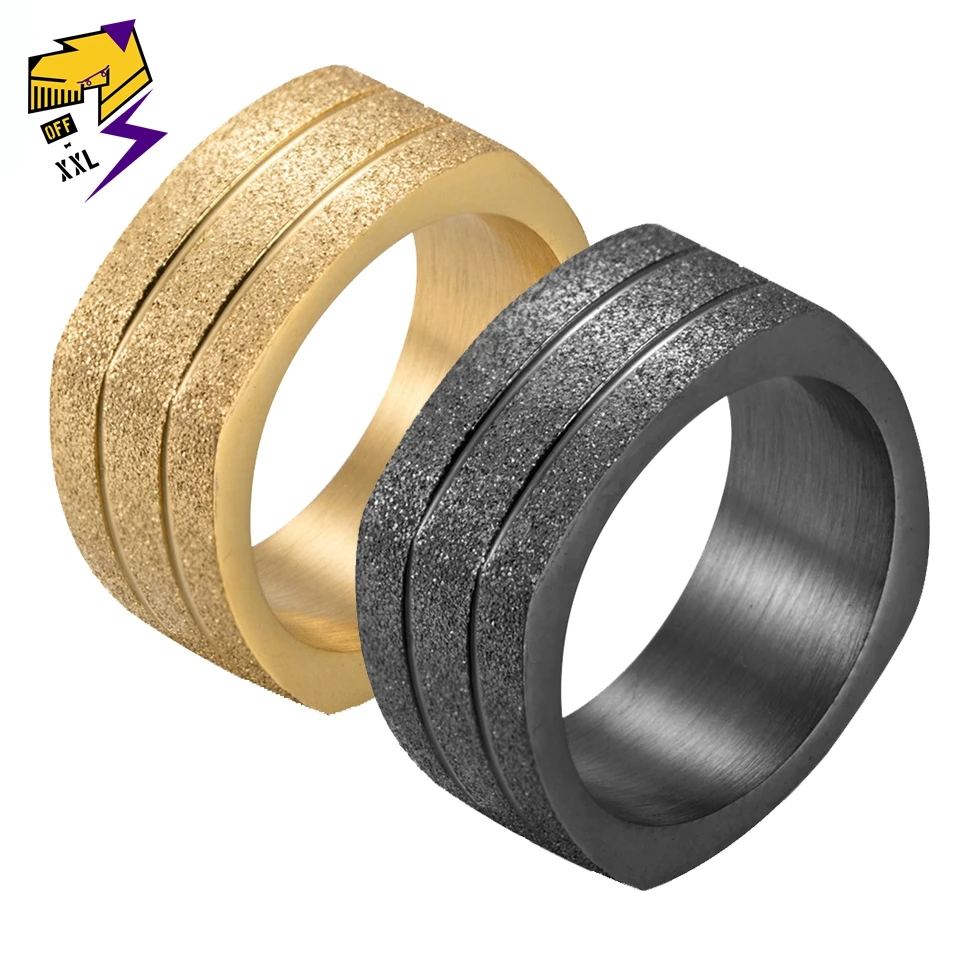Мужские и женские панковские кольца большие черные из нержавеющей стали золотого серебряного цвета ширина