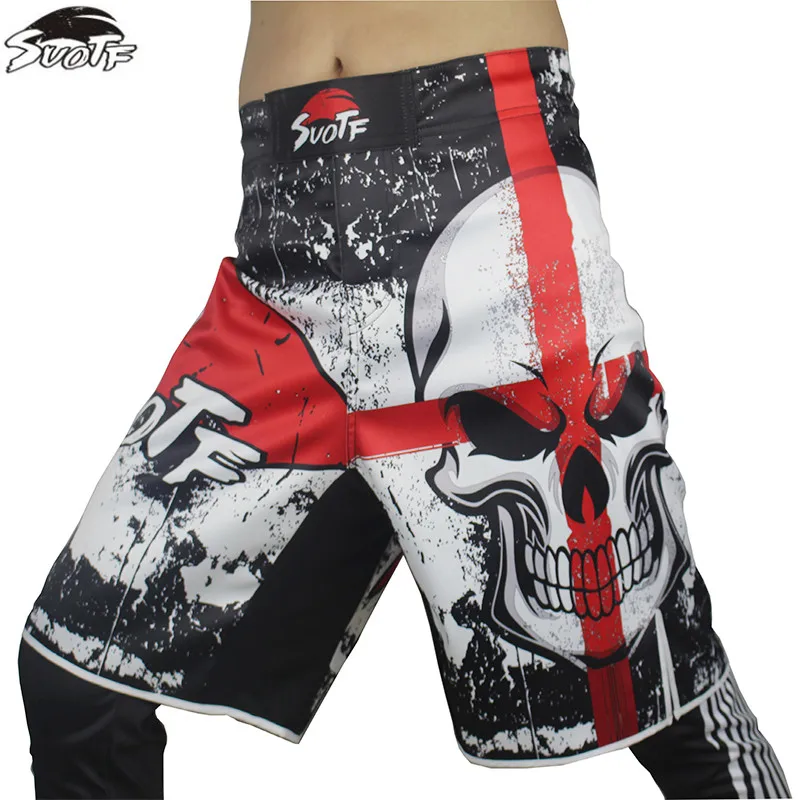SUOTF M XXXL Skull Pro MMA Fight короткие шорты Muay Thai для кикбоксинга гелевые клетчатые штаны