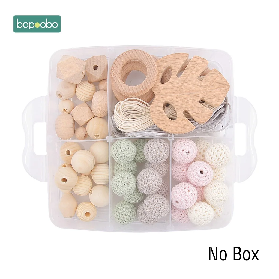 Candy Leaf Set-1 Bopoobo 1Set Baby Teether DIY Silicone Beads Pacifier Clip Chain Baby Mobile Wool ball BPA Free Wooden Crochet Beads Teether - Цвет: Candy Leaf Set-1