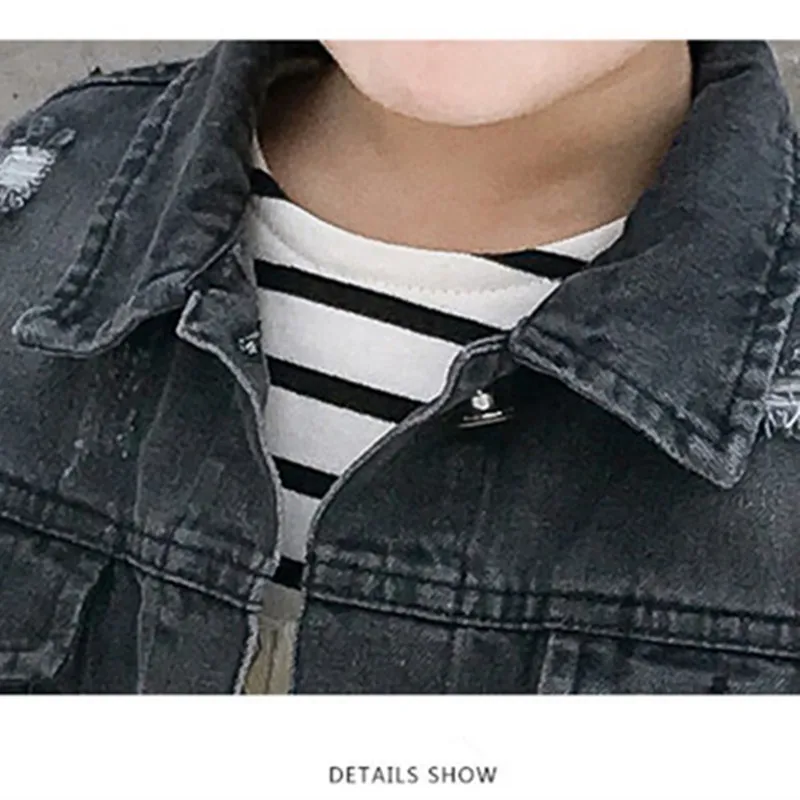 Новые детские джинсовые куртки пальто коллекция 2019 года весенние модные черные