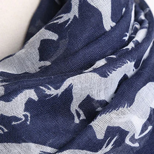 Женская весенне-Осенняя мода скачущие лошади принт длинный шарф-вуаль