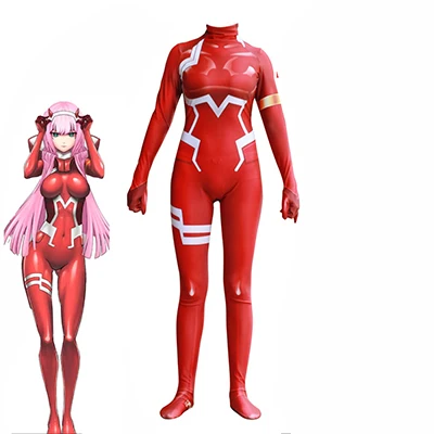 Only onesies Горячая Zero Two Darling in the Franxx Косплей D Goes аниме 3D Печатный комбинезон Zentai костюм Облегающий комбинезон парик костюм на Хэллоуин - Цвет: Only onesies