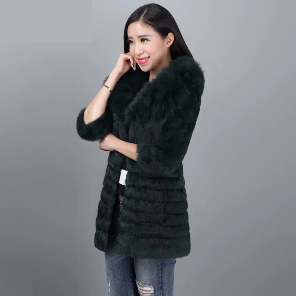 Волнистая вышивка шуба из натурального кролика верхняя одежда женская хлопковая