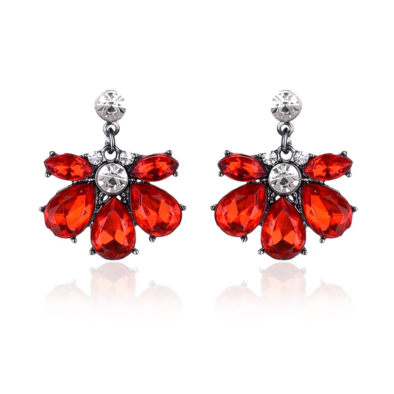 LUBOV Gorgeous Acrylic Crystal Stone Flower Petals Drop Earrings Fashion Rhinestone Stud Piercing Women Jewelry Gift | Украшения и