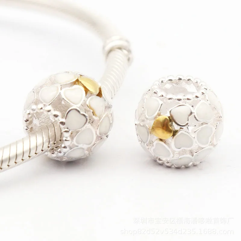LOZRUNVE charms silver 925 original 2018 sterling sieraden white epoxy hearts bead for jewelry making wholesale | Украшения и