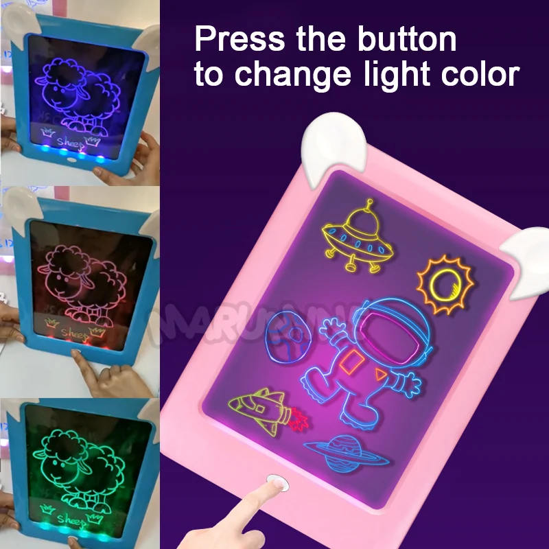 Marumine 3D Magic альбом для рисования письменная доска Sketchpad планшет Творческие дети ручка подарка светодиодных фонаря свечение художественный Рисунок Игрушки