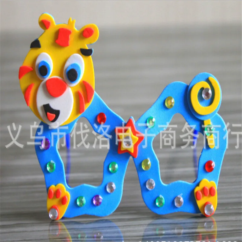 10pcs/set DIY Handmade Cartoon animal Glasses 3D Eva Stickers Educational Toys For Kids Birthday Party Gift baby puzzles toy | Игрушки и