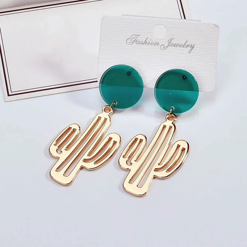 1 Simple DIY Gold Color Cactus Shaped Pendant Drop Earrings for Women Girls Irregular Fashion Earrings Party Jewelry - Окраска металла: 1
