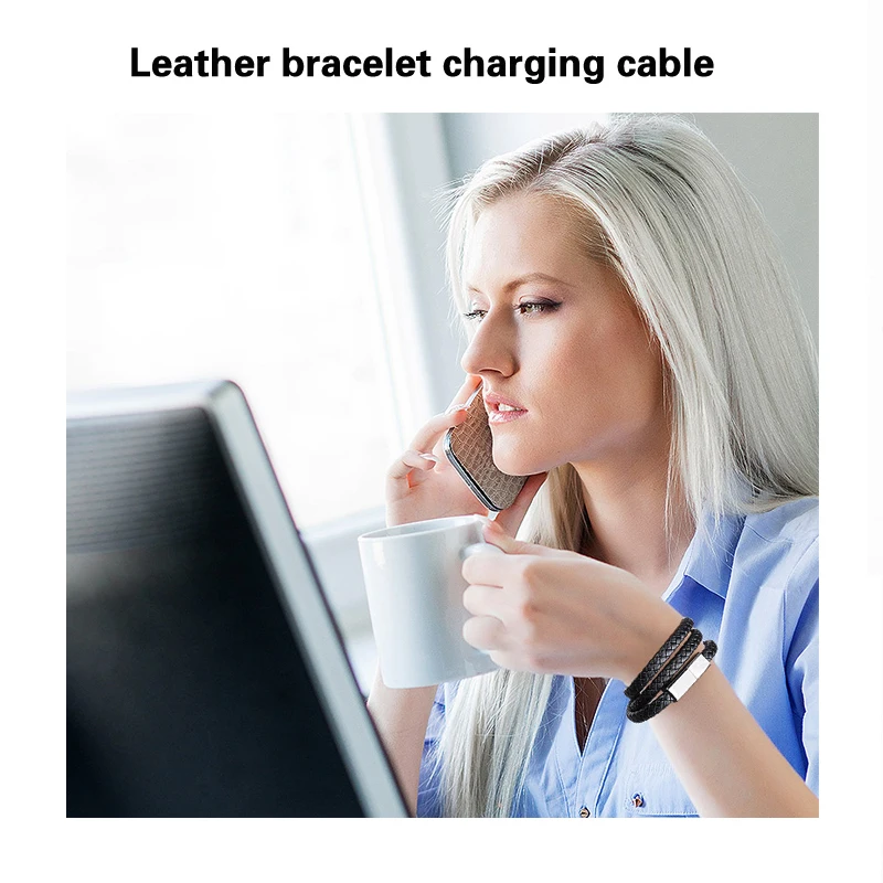 Быстрый зарядный usb кабель для путешествий унисекс панк резиновая оплетка кожа