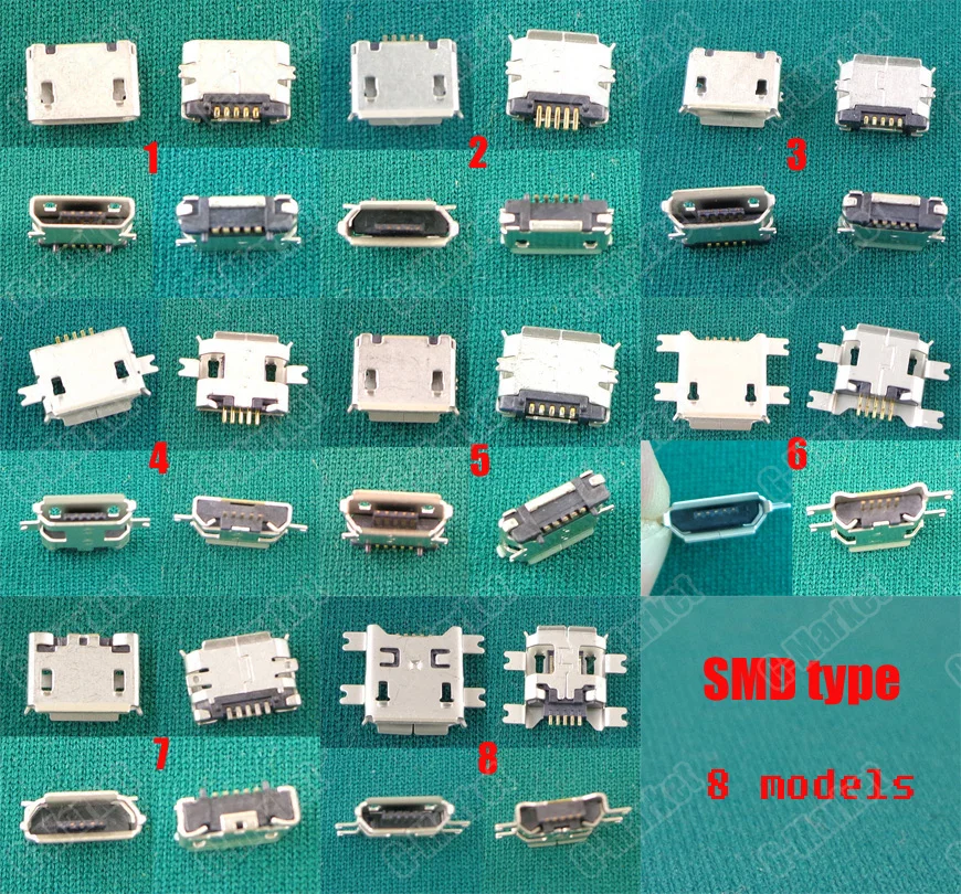 8 моделей разъем Micro USB типа SMD для подключения док станции 5 контактов v8|female micro usb