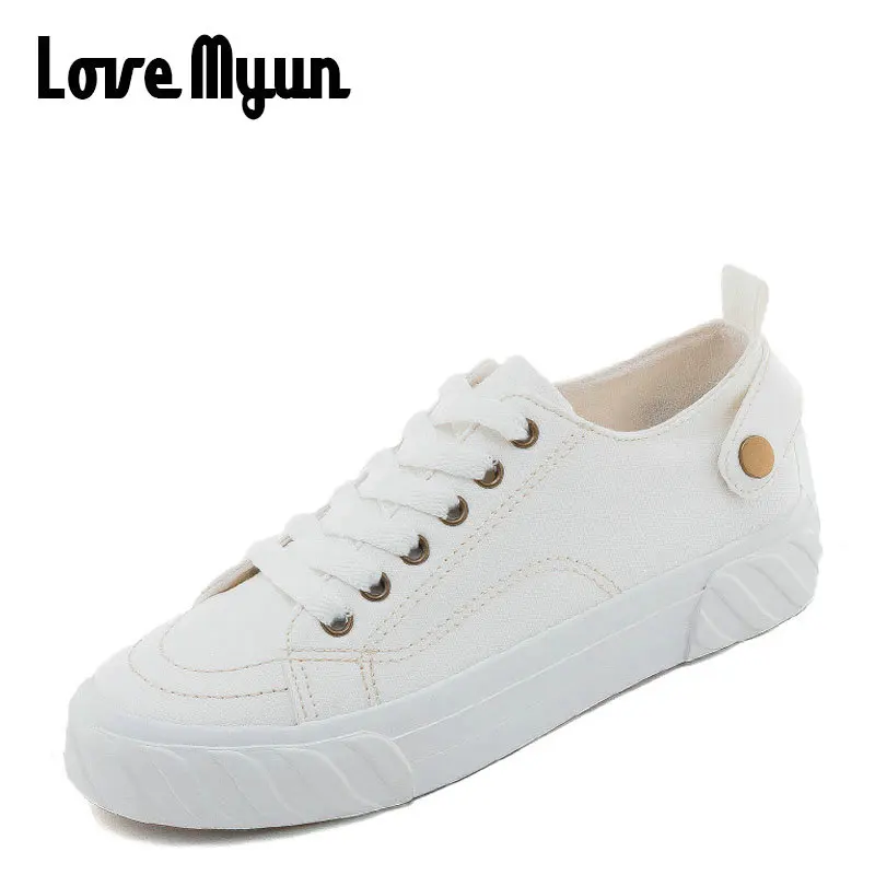 

2019 Women Classic Canvas Shoes Lace Up Round Toe Flats Shoes Leisure Outdoor Comfort Sneakers Women Wild Flat Shoes BA-17