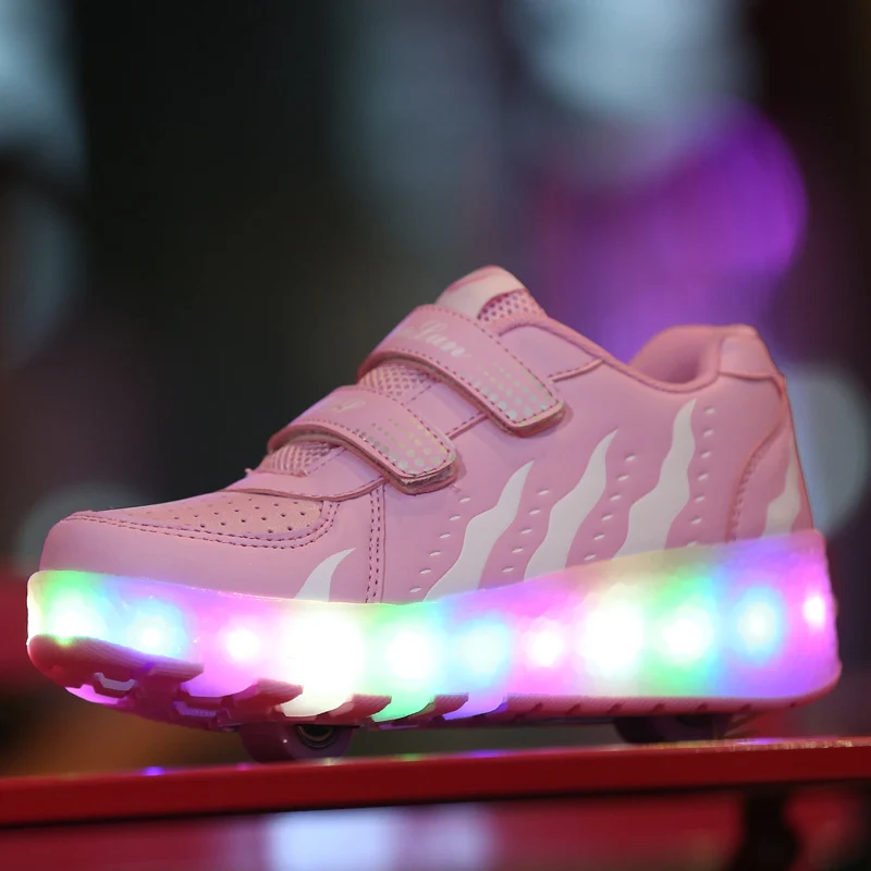 Heelies/легкие кроссовки с двумя колесами для мальчиков и девочек; повседневная обувь на роликах для девочек; Zapatillas Zapatos Con Ruedas