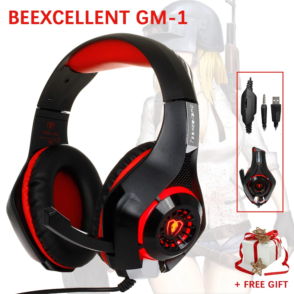 Beexcellent GM 1 Игровые наушники с микрофоном светодиодный свет стерео игровые