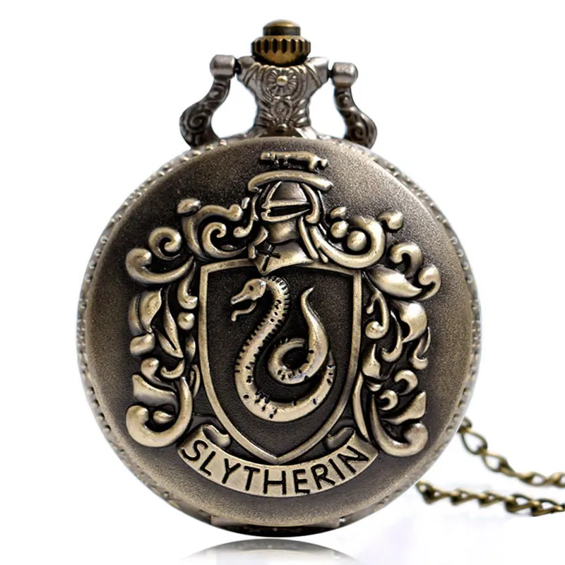 Cool Birthday Gift School Badge Vintage Pocket Watch Snake Retro Necklace for Women Men with Chain Reloj De Bolsillo | Наручные часы