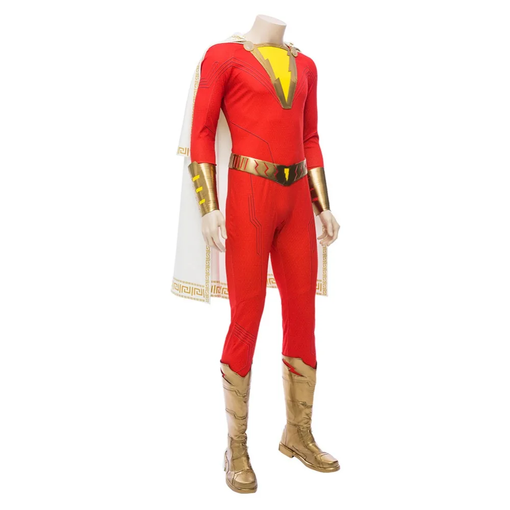 Shazam костюм для косплея Билли бэтсона плащ комбинезон Хэллоуин Карнавальный