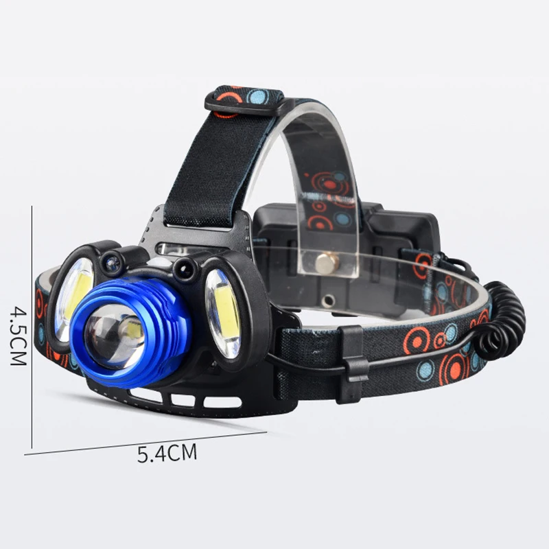 Светодиодный налобный фонарь Головной XM-L T6 &amp 2 * Cob наружный для кемпинга Zoom