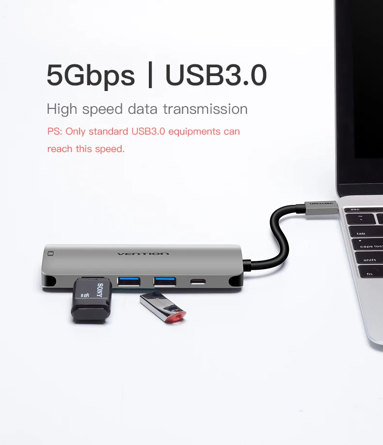 Vention адаптер Thunderbolt 3 usb type C к USB 3,0 концентратор HDMI VGA PD конвертер для MacBook samsung S9 huawei p20 pro USB-C концентратор