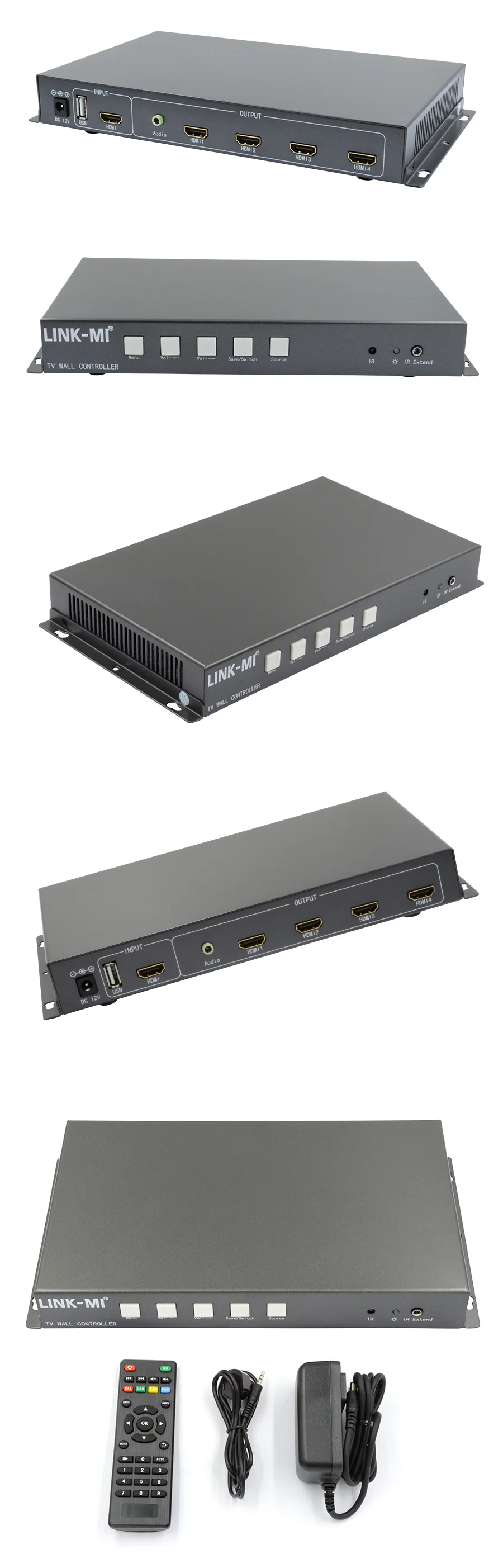 LINK-MI LM-TV04S 2x2 видео настенный контроллер HD Видео Медиа плейер USB/HDMI видео процессор 3,5 мм 4 телевизора экран шоу